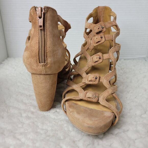 L'Amour Des Pieds Ivanka Womens Size 9.5Beige Suede Wedge Platform Sandals Heels - Picture 6 of 8